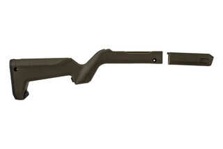 Magpul X-22 Backpacker Stock for Ruger 10/22 Takedown rifles comes in olive drab green